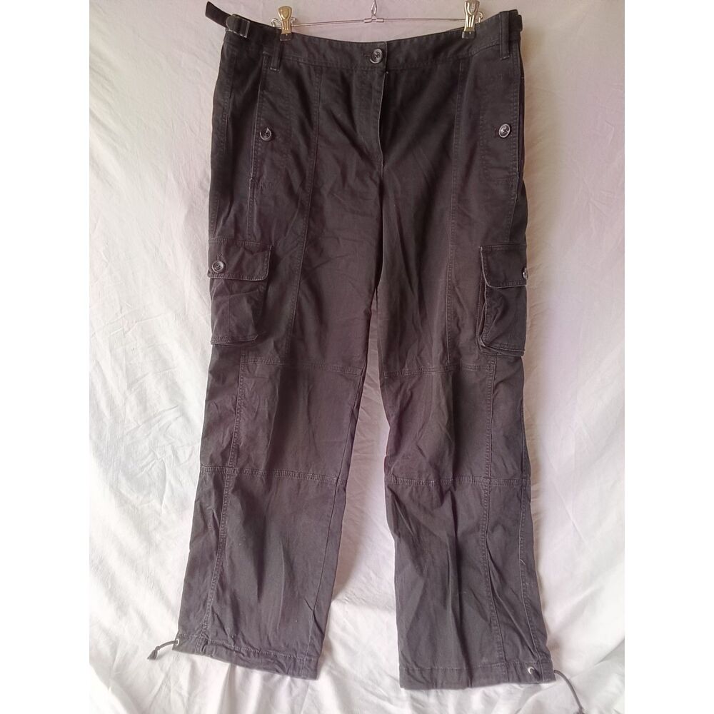 Loft Size 12 Black Ann Cargo Pant Wide Leg